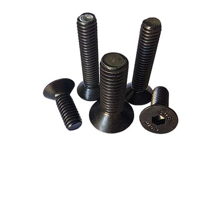 Precision Flat Head Socket Cap Screw Zwart gesneden legeringsstaal Volle draad DIN Standard