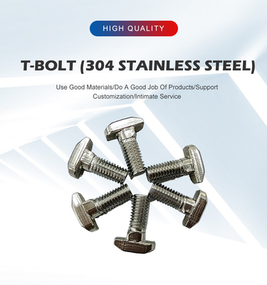 304 roestvrij staal kanaal T-bouten industrie M6/M8 T hoofdbouten schroeven voor aluminiumprofiel
