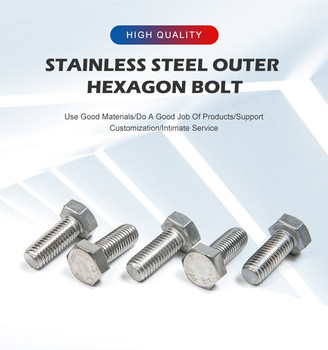 Langere volle draad Hexagon Bolt Plain Finish roestvrij staal 304 bouten