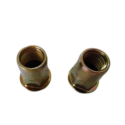 HALF HEX Semi-Hex-gegoede rietennoot in geel zinkgeplatte koolstofstaal met platte kop