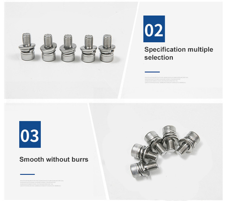 Stainless steel cilindrische zeshoekige combinatie schroeven met 100% controle