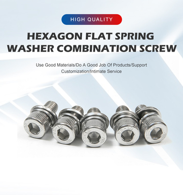 304 roestvrij staal Inner Hexagon Drie combinatie schroef cilinderkop Bolt Flat Spring Washer