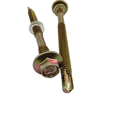 Hexagonale Hex Head zelfborende schroef met rubberen wasmachine 2024 Metalen afwerking ZINK geplatteerd