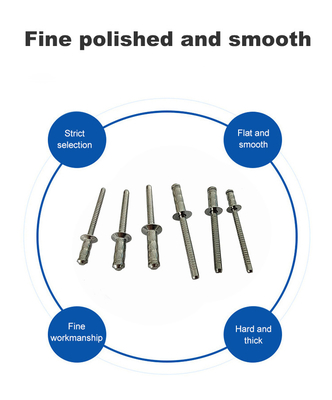 Vlekvrye staal enkelvoudige trommel rivetten 2,4 mm 3,2 mm 4 mm 4,8 mm 6 mm Custom open type diameter