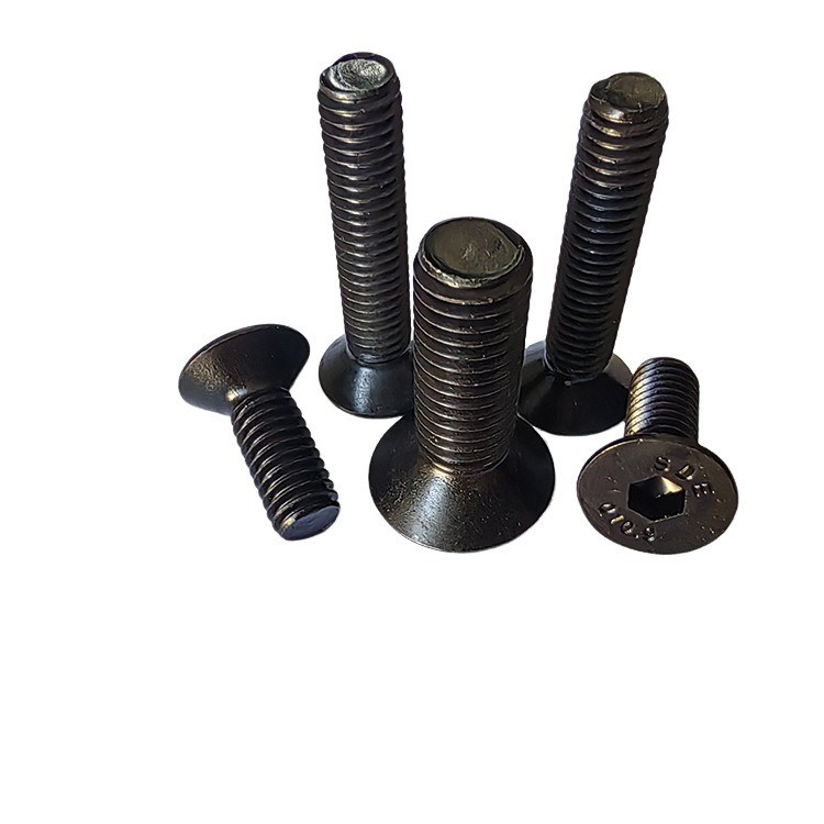 Flat Countersunk Head Hex Cap Screw Alloy Steel Fully Blackened Thread voor industrieel gebruik