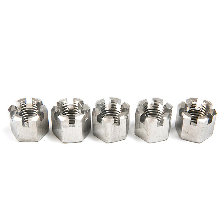 Standaard DIN935 roestvrij staal 304 316 Titanium Hexagon Slotted Round Lock Hex Castle Nut