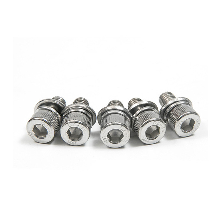 304 roestvrij staal Inner Hexagon Drie combinatie schroef cilinderkop Bolt Flat Spring Washer